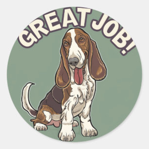 Basset Hound Geweldige Prestatie Leraar Beloning Ronde Sticker