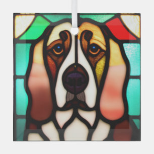 Basset Hound "Glas in lood" Glas Ornament
