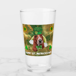 Basset Hound Gold Happy St. Patricks Day Glas