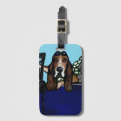 BASSET HOUND GOLFER BAGAGELABEL (Voorkant (verticaal))