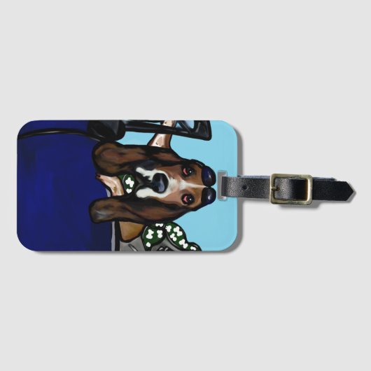 BASSET HOUND GOLFER BAGAGELABEL (Voorkant (horizontaal))