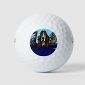 BASSET HOUND GOLFER GOLFBALLEN (Voorkant)