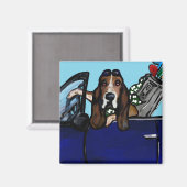 BASSET HOUND GOLFER MAGNEET (Voorkant / Achterkant)