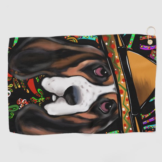 BASSET HOUND GOLFHANDDOEK (Horizontaal)