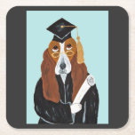 Basset Hound Graduate Kartonnen Onderzetters<br><div class="desc">The whimsy of this doggie is meant to bring joy to someone's day!</div>