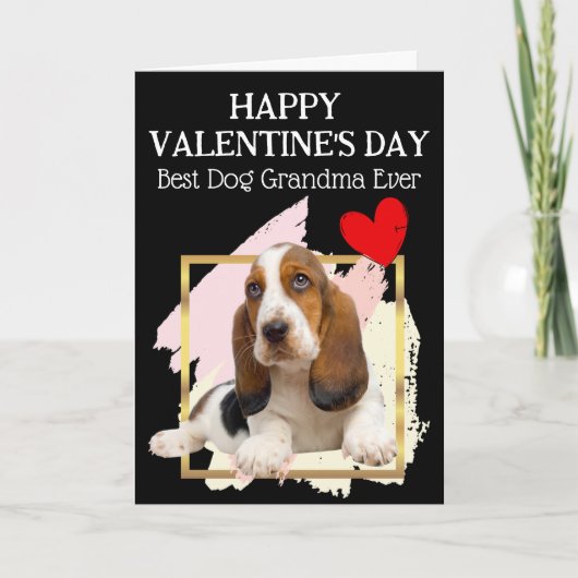 Basset Hound Grandma Custom Valentijnsdag Kaart (Voorkant)