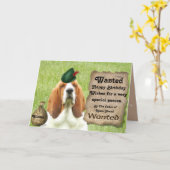Basset Hound grappige "Robin Hound" verjaardagskaa Kaart (Gele Bloem)