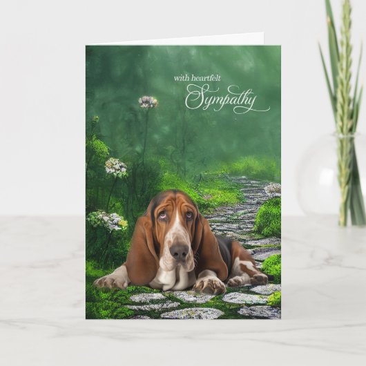Basset Hound Green Garden Path Pet Sympathy Kaart (Voorkant)