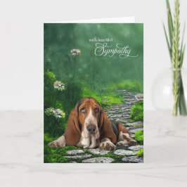 Basset Hound Green Garden Path Pet Sympathy Kaart