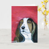 Basset Hound Greep Kaart (Gele Bloem)