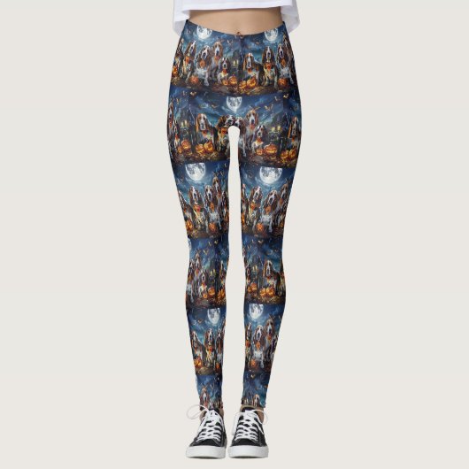 Basset Hound Halloween Griezelig Leggings (Voorkant)