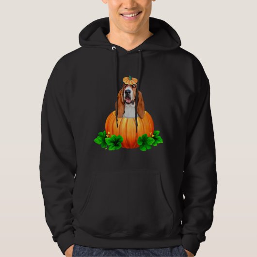 Basset Hound Halloween Jack-O-Lantern Hoodie (Voorkant)