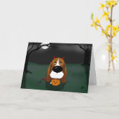 Basset Hound Halloween Kaart (Gele Bloem)
