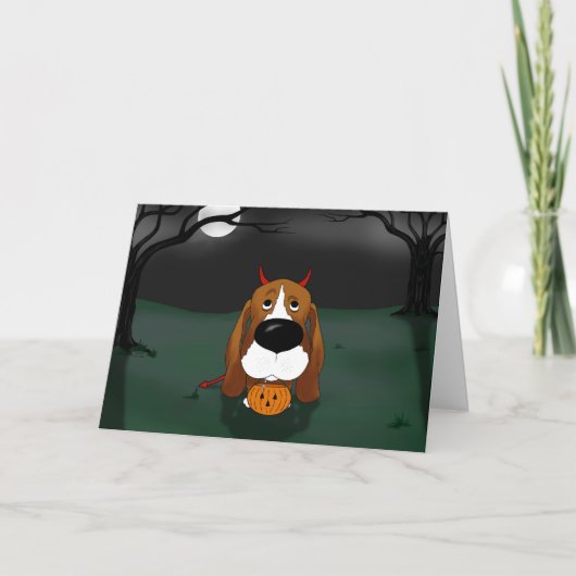Basset Hound Halloween Kaart (Voorkant)