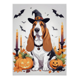 Basset Hound Halloween Schattige Schattig Funny An Perfect Poster