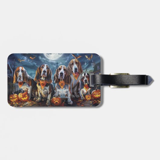 Basset Hound Halloween Spooky Bagagelabel (Achterkant horizontaal)