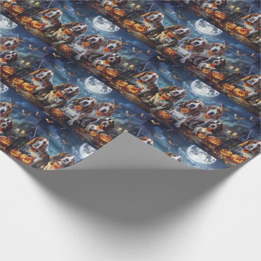Basset Hound Halloween Spooky Cadeaupapier (Hoek)