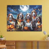 Basset Hound Halloween Spooky Canvas Afdruk (Insitu (Woonkamer))