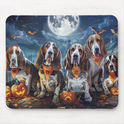 Basset Hound Halloween Spooky Muismat (Voorkant)