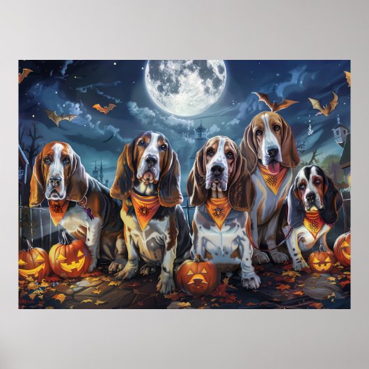 Basset Hound Halloween Spooky Poster (Voorkant)