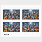 Basset Hound Halloween Spooky Rechthoekige Sticker (Vel)