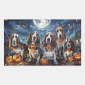 Basset Hound Halloween Spooky Rechthoekige Sticker (Voorkant)