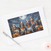 Basset Hound Halloween Spooky Rechthoekige Sticker (Envelop)