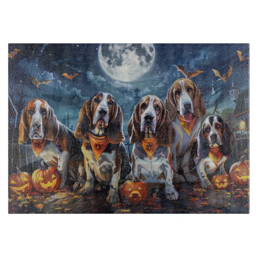 Basset Hound Halloween Spooky Snijplank (Voorkant)