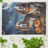 Basset Hound Halloween Spooky Theedoek (Gevouwen)