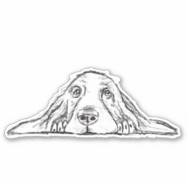 basset hound handgetekende zwart-wit eenvoudige st sticker