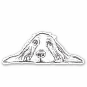 basset hound handgetekende zwart-wit eenvoudige st sticker