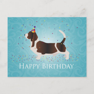 Basset Hound Happy Birthday-ontwerp Briefkaart