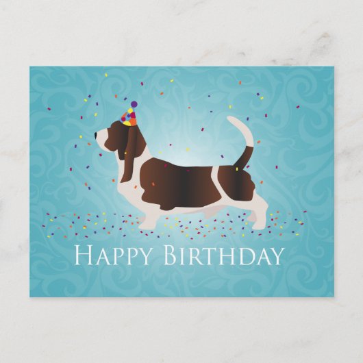 Basset Hound Happy Birthday-ontwerp Briefkaart (Voorkant)