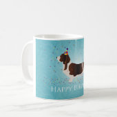 Basset Hound Happy Birthday-ontwerp Koffiemok (Voorkant links)