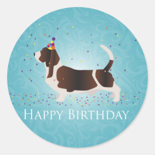 Basset Hound Happy Birthday-ontwerp Ronde Sticker