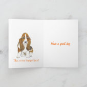 Basset Hound Happy Birthday, voornaam toevoegen Kaart (Binnen)