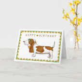 Basset Hound Happy Birthday Wenskaart Kaart (Gele Bloem)