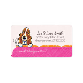 Basset Hound Happy Couch Dog Girly Pink Etiket
