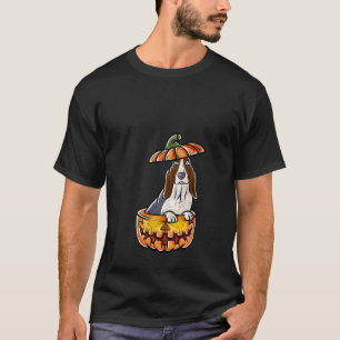 Basset Hound Happy Halloween Pompoen Hond V Hals T T-shirt