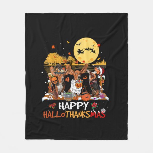 Basset Hound Happy Hound Bedankt Halloween Fleece Deken (Voorkant)