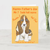 Basset Hound Happy Vaderdag, naam voorzijde toevoe Kaart (Voorkant)