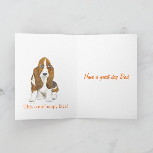 Basset Hound Happy Vaderdag, naam voorzijde toevoe Kaart (Binnen)