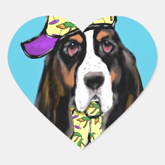 Basset Hound Hart Sticker (Voorkant)