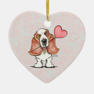Basset Hound Heart Ballon Keramisch Ornament