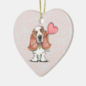 Basset Hound Heart Ballon Keramisch Ornament (Links)