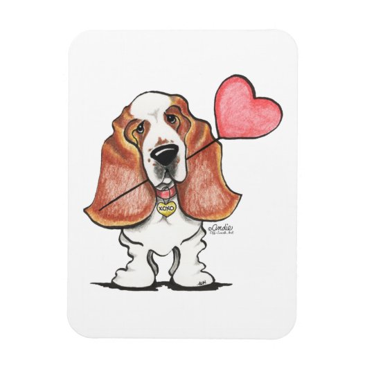 Basset Hound Heart Ballon Magneet (Verticaal)