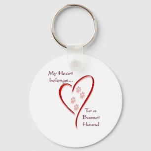 Basset Hound Heart hoort erbij Sleutelhanger