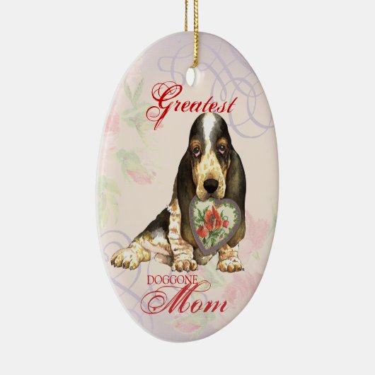 Basset Hound Heart Mam Ceramic Ornament (Rechts)