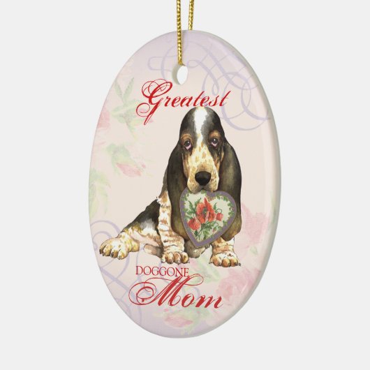Basset Hound Heart Mam Ceramic Ornament (Links)