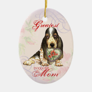 Basset Hound Heart Mam Ceramic Ornament